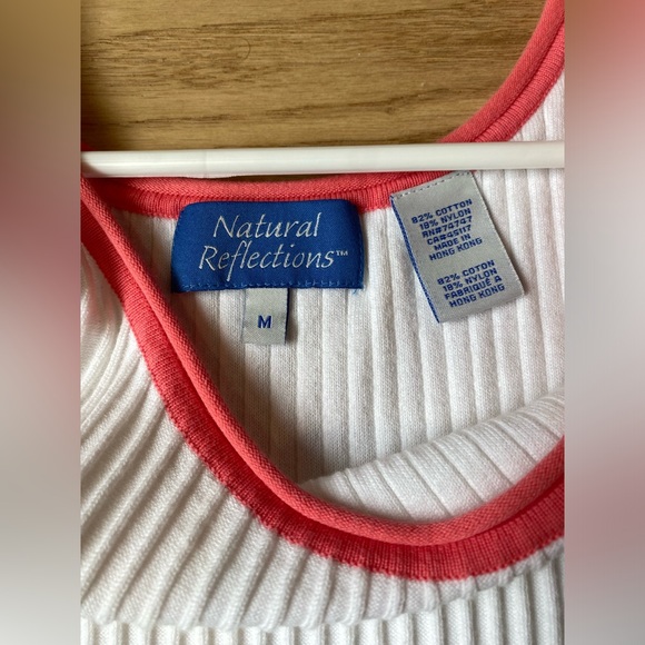 Natural Reflections Tank Top, size M, white and coral - Picture 2 of 5